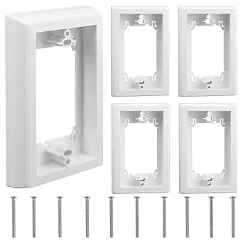 5 Pack Non Metallic Box Extender 5.07x3.26 inch Shallow Surface Box Extender, White Electrical Box Extender