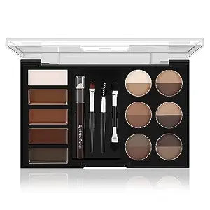 Eyebrow Powder Palette Set - 12 Colors, 5 Mascaras, 4 Stencils, Brush & Pencil, Volumizing Gel for Natural Brows