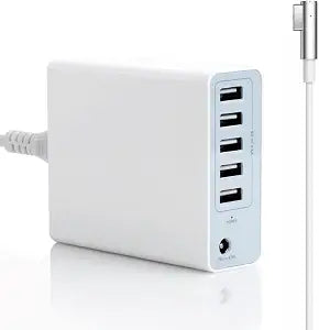 110W GaN Charger with 1 DC Port & 5 USB Ports, 85W Mag 2 L-Tip Power Adapter Charger for Mac Book Pro 13/15/17 Inch, Fast USB Charging Adapter Compatible with iPhone, Android Phones and Tablets
