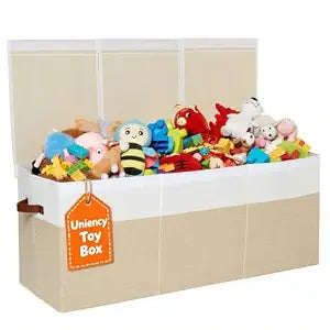 Extra Large Toy Box with Lid,Collapsible Toy Storage Chest,Beige