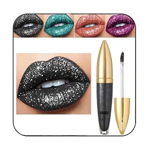 Kilshye Glitter Liquid Lipstick Matte Lipsticks Shimmer Lip Gloss High Pigment Lipglze Party Lips Makeup for Women and Girls Pack of 1 (Black)