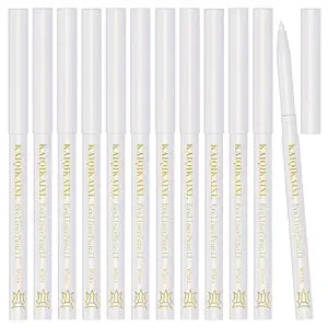 12Pcs White Eyeliner Pencils Professional Use as Highlighter,Lip Line Pen Long-lasting Nice Color Eye Brow Gel Pen Makeup Brow Tint Pencils Beauty Makeup Tools
