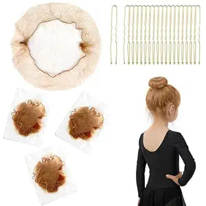 80Pcs Hair Nets for Dance Buns Nets for Ballet Girls Invisible Hair Nets, Hair Pins & Bun Covers for Secure Dance Styles 30Pcs 12Inch Light Brown Nets and 50Pcs Pins Ballet Bun Kit