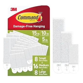 Command 15, 10 & 5 lb Assorted Picture Hanging Strips, 32 Pairs (64 Strips)