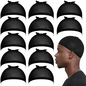 Fandamei 12PCS Black Wig Cap for Men, Hair Stocking Cap, Nylon Wig Caps Black, Hair Net for Men, Stretchy, Natural, Lightweight Wave Caps