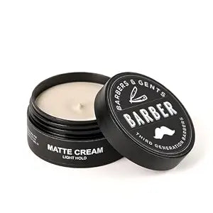 Barbers & Gents Matte Cream Styling Cream, Light Hold, Water-Based Hair, 2.8 oz