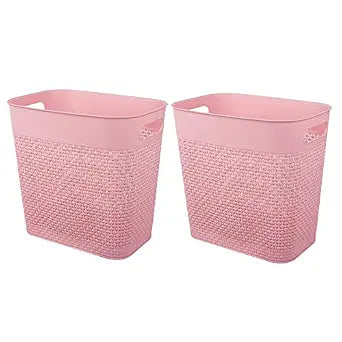UUJOLY Small Plastic Trash Can Wastebasket Bin, 3 Gallon, Pink/2 Pack