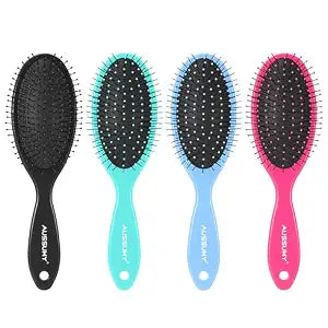 4 Pack Detangling Hair Brush - Air Cushion Detangler Hairbrush with Ultra Soft Bristles for Effortless Tangle Removal For Wet Dry Damaged Curly Fragile Hair for Women Men Boys Girls Adult Kids