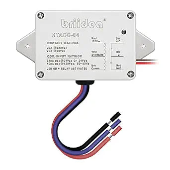 Enclosed Power Control Relay, Briidea 20 Amp SPDT Power Relay with 24 VAC/DC/120 VAC Coil, Compatible with HVAC, Temperature Controller Switches