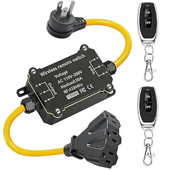 AC 110-250V Outdoor Wireless Remote Power Socket,with 1 to 3 Y Splitter