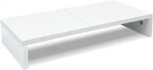 TEAMIX 20 inch White Monitor Stand Riser, Wood Desktop Computer Stand