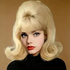 Kaneles Women Blonde Vintage Curly Wigs Bouffant Beehive 50s 60s Retro Costume Hair Wig with Bangs Halloween Cosplay Costume Party Come with Wig Cap