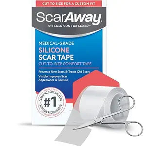 ScarAway Clear Silicone Scar Tape, Medical-Grade Cut-to-Size Silicone Strip for Surgery, Burn, Hypertrophic & Keloid Scars, Self-Adhesive, Water-Resistant, 60��� x 1.6��� Tape Roll
