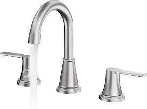 Bathroom Faucets for Sink 3 Hole, 8 inch Lead-Free Matte Black 2 Handle Sink Faucet for Lavatory, Washbasin, Vanity, Commercial, Widespread Faucet with Deck, Pop-up Drain and Supply Hoses