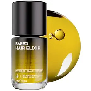 BASED Hair Elixir - Weightless Shine Serum with Heat Protection, Controls Frizz & Flyaways, Nourishes with Meadowfoam & Mongongo Oils, Science-Backed Formula for All Hair Types (1 Fl Oz, Pack of 1)