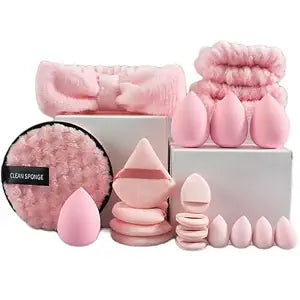 suniya Skincare Face Wash Spa Headband and Wristband Set Makeup Sponges Set Face Soft Triangle Makeup Puff Sponge Pieces Powder Puff Women and Teen Girl Gifts Trendy Stuff ï¿½ï¿½ï¿½P