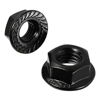 M12-1.75 Serrated Flange Hex Nuts Flanged Locknuts, 304 Stainless Steel 18-8, Black Finish, 10 PCS