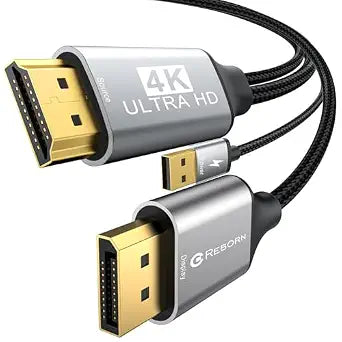 Reborn Active HDMI to DisplayPort Cable (4K 60Hz,1080p@120Hz) 10FT
