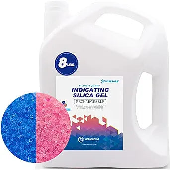 Wisesorb [Net Weight 8LBS] Blue Indicating Silica Gel Beads Desiccants - Rechargeable Desiccant Beads Silica Beads (Blue to Pink, 1 Pack of 8LBS)
