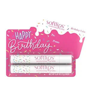 Softlips Birthday Cake Lip Balm Gift Tag, Hydrating Lip Care 2-Pk, 0.07 oz