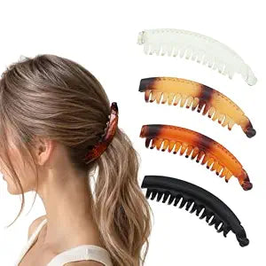 4 Pack Banana Clips for Women, 5.1 Inch Lightweight Banana Hair Clips for Hair, Strong Hold Curved Hair Clips Hair Accessories for Daily Styling