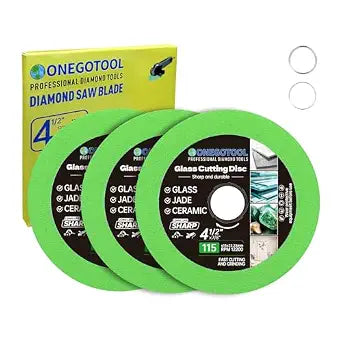 4-1/2x7/8 inch Tile Cutter Glass Cutting Disc for Angle Grinder Glass Ceramic Diamond Cutting Blade Disc for Grinding Jade, Crystal, Wine Bottles. (3PCS)
