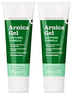 Miracle Plus Natural Arnica Gel For Thin Distressed Skin, Skin Care Arnica Montana Lotion Topical Gel | Extra Strength Vitamin K Cream Ointment, 4 Fl Oz, 2-Pack