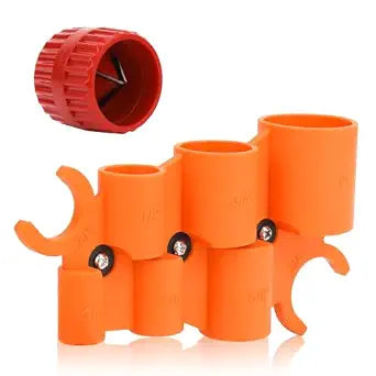 1/4'' - 1'' Depth Gauge with Pipe Deburring Tool Kit, 1/8'' to 1-5/8'' Inner Outer Reamer Pipe Deburring Tubing Chamfer Tool for PVC, PPR, Brass, CPVC, PERT, Aluminum Pipes