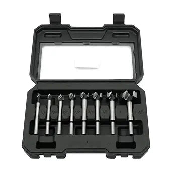 GMTOOLS Forstner Bit Set, 8PCS Forstner Drill Bits for Wood, Carbide Forstner Bit for Woodworking, Auger Opener Round Shank Drilling Cutting Tool for Hardwood, Softwood, Plastic, Plywood