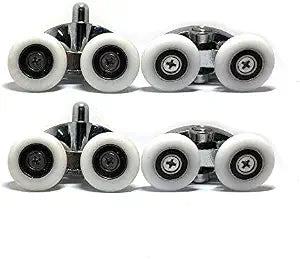 Pack of 4 Oval Metal Alloy Double Wheel Shower Door Rollers, 23mm Diameter, 2 Top and 2 Bottom Wheels