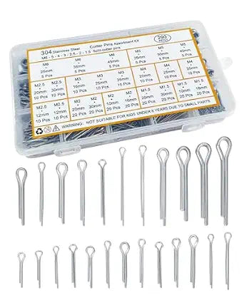 290 Pcs Cotter Pins Assortment Kit, 304 Stainless Steel Split Pins