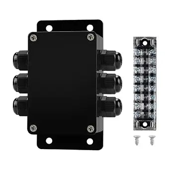 ABS IP67 Waterproof Dustproof Electrical Junction Box, with 15A 600V Barrier Terminal Cable Connector, 3 in/3 Out Power Junction Box3.93 * 2.67 * 1.96in