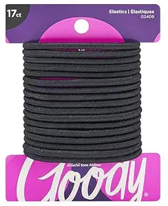Goody Ouchless Hair Elastics – No Pull, No Breakage, Tangle-Free Hold for Thick, Curly, Coily & Textured Hair – 17 Count, Black, Long-Lasting Ponytail Holders for Women & Men