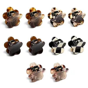 Small Hair Clips, Acetic Acid Flower Mini Claw Jaw Clips,No-Slip Cute Tiny Buns Clip,Pining Bangs,Strong Grip, Classic Clamp Clips Gift for Girl Women Thin Thick Hair Styling (10 PCS Neutral)