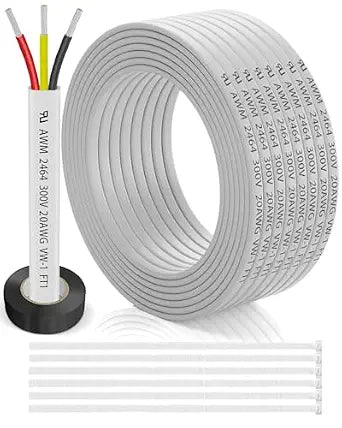20 Gauge Wire 3 Conductor Electrical Wire 30FT, 20 AWG Flat 3 Wire Cable