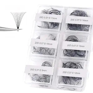 FADLASH Premade Fans Eyelash Extensions 300pcs 20D Premade Lash Fans D Curl Pre Made Fans Lash Extensions Volume Eyelash Extensions Premade Eyelash Fans Loose Fans (20D-07D-9-14mm)