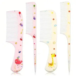 Giantree 4Pcs Baby Hair Comb, Kids Hair Brush Set for Girls Boys, Cute Hairs Comb Set Toddler Hairs Comb, Mini Comb Rat Tail Hairs Styling for Toddler Child's Hair Travel Style A)