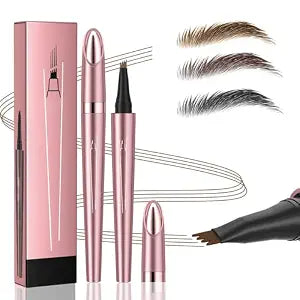 Magic Eyebrow Pencil, Waterproof Microblading Eyebrow Pen for Women with 4 Fork Tip for Natural-Looking Hair-Like Defined Brows Effortlessly (Dark Brown)
