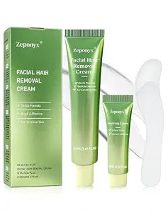 4 Min Facial Hair Removal for Women + Soothing Cream, Gentle Painless Hair Remover for Upper Lip, Chin & Sideburns Fast-Acting Depilatory for At-Home Use, 2.03 Fl Oz
