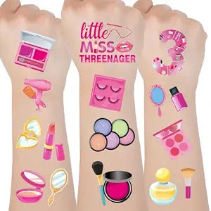 Little Miss Threenager Birthday Decorations - Joybileefun 8 Sheets Threenager Birthday Decorations Girl Temporary Tattoos Threenager Party Decorations 3rd Birthday Party Decor for 3 Year Old Girl