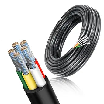 RESHAKE 16 Gauge 5 Conductor Wire, 10FT Low Voltage 16/5 Tinned Copper 5 Wire Cable,Stranded Electrical Wires for Sprinkler, Trailer,Irrigation,Automotive