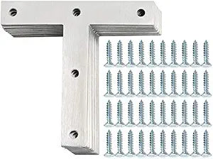 Alise T Flat Brackets for Wood,Corner Bracket Mending Plate,Brushed,8 Pack