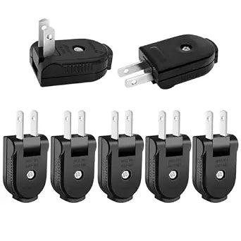 7 Pcs Quality Extension Cord Replacement Plug 2 Prong 125v 15A Convenient and Practical Electrical Plug for Easy Replacement, Extension Cord Replacement Plug 2 Prong (Black)
