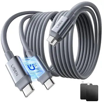 LISEN 240W Magnetic USB C Cable Fast Charging (2 Pack 5FT) Silicone Soft