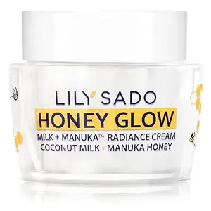 LILY SADO HONEY GLOW Radiance Cream Face Moisturizer - Natural Daily Facial Lotion w Manuka Honey, Coconut, Apricot, Gotu Kola, and VITS B5 & E - Amazing Anti Aging Formula. 2 oz
