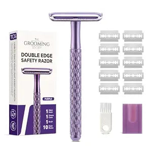TGS Purple Single Blade Razor for Women with 10 Double Edge Blades
