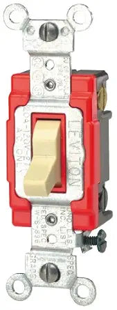Leviton 20-Amp, 120/277-Volt, Toggle 3-Way AC Quiet Switch, Extra Heavy Duty Spec Grade, Self Grounding, Back and Side Wired, 1223-2I, Ivory