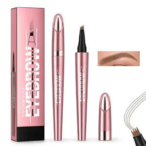 Light Brown 4-Tip Microblading Eyebrow Pen, Micro Eye Brow Pencil for Women