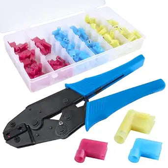 110Pcs Right Angle Spade Connector Kit, with Flag Terminal Crimper