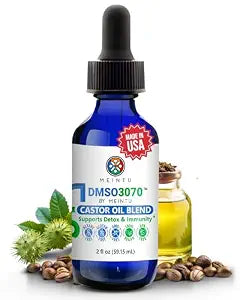DMSO Castor Oil- Pure Cold Pressed Organic Blend Supports Skin Renewal, Detox & Immune Balance- Hexane Free for Face, Joint & Muscles- Vegan Castor Oil for Eyelashes- 2 Oz